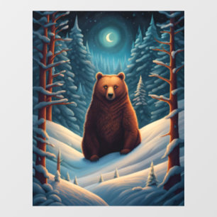 Winter Brown Bear Window Cling