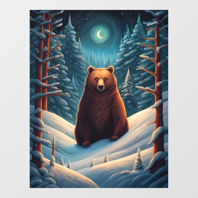 Winter Brown Bear Window Cling (Sheet)