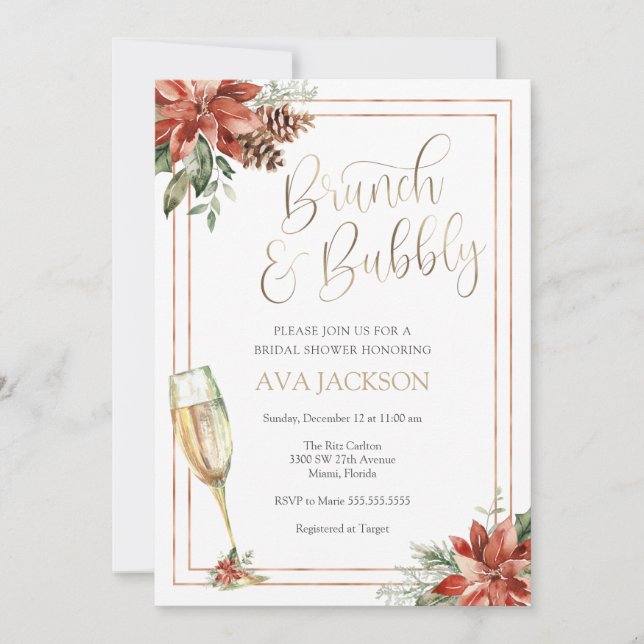 Winter Brunch and Bubbly Champagne Bridal Shower I Invitation (Front)