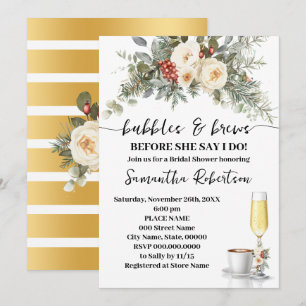 Winter Bubbles & Brews Coffee Bridal Shower Invitation