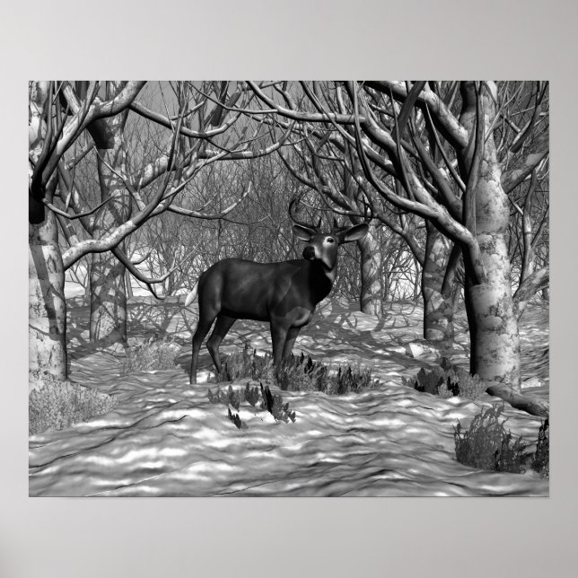 Winter Buck B/W Poster (Front)