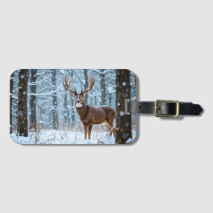 Winter Buck Luggage Tag