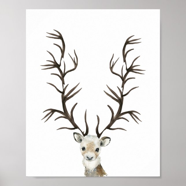 Winter buck or doe gender reveal thumbprint tree   poster (Front)