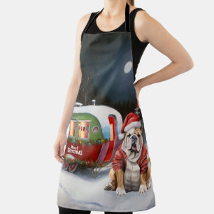 Winter Bulldog Caravan Christmas Adventure  Apron