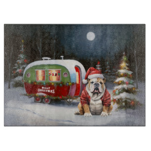 Winter Bulldog Caravan Christmas Adventure  Cutting Board