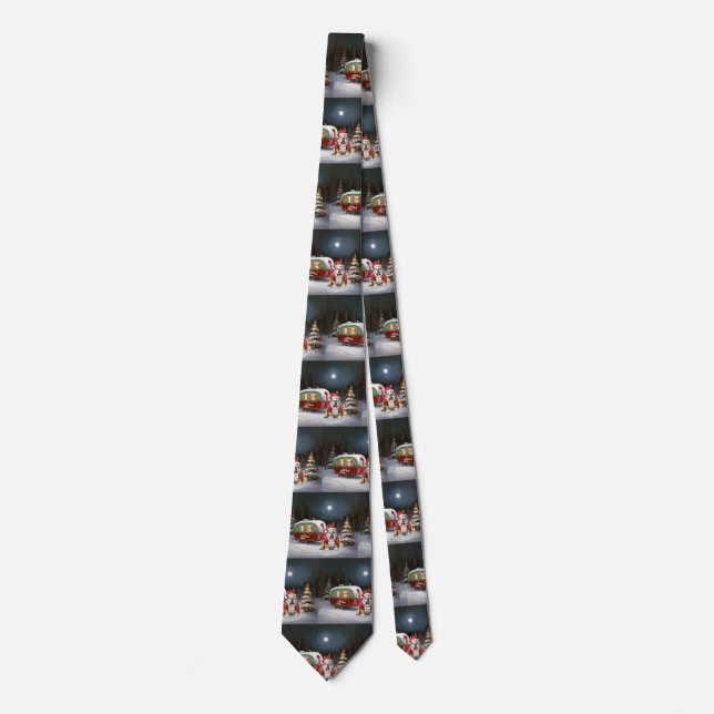 Winter Bulldog Caravan Christmas Adventure  Tie (Front)