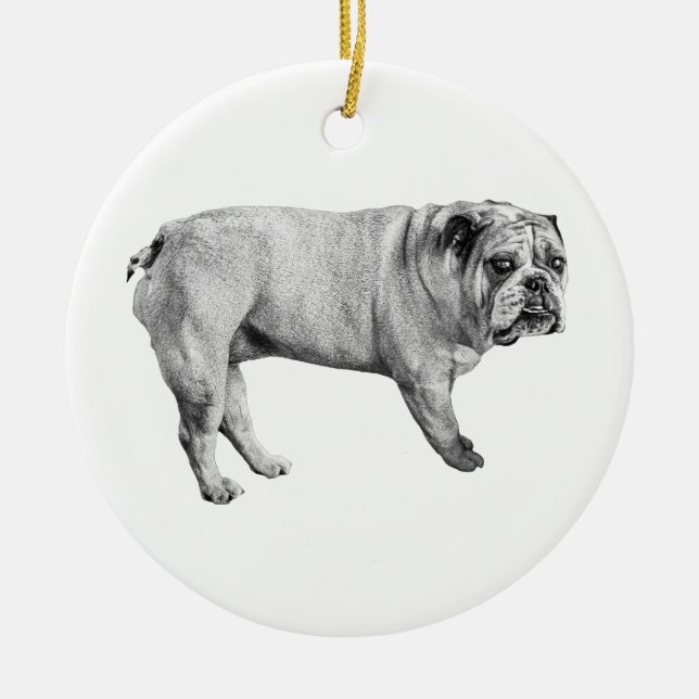 Winter Bulldog Ornament (Front)