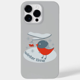 Winter bullfinch bird and red rowan berries Case-Mate iPhone 14 pro max case
