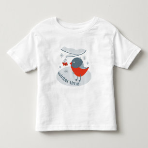 Winter bullfinch bird and red rowan berries  T-Shi Toddler T-Shirt
