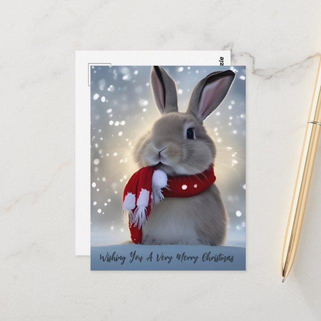  Winter Bunny Christmas  Postcard (Front/Back In Situ)