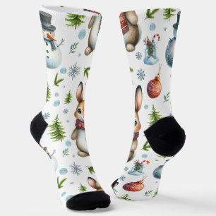Winter Bunny Design, Christmas Rabbit Socks