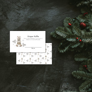 Winter Bunny Ice Skate Diaper Raffle Baby Shower Enclosure Card