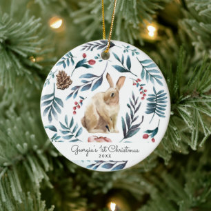 Winter Bunny   Personalised Christmas Ornament