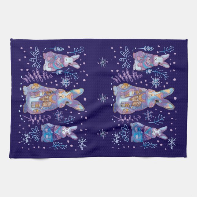 winter bunny tea towel (Horizontal)