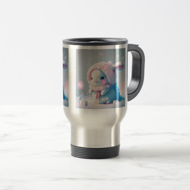 Winter Bunny Travel/Commuter Mug, 15 oz  Travel Mug (Front Right)