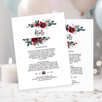Winter Burgundy Floral Pine Frame Wedding Details