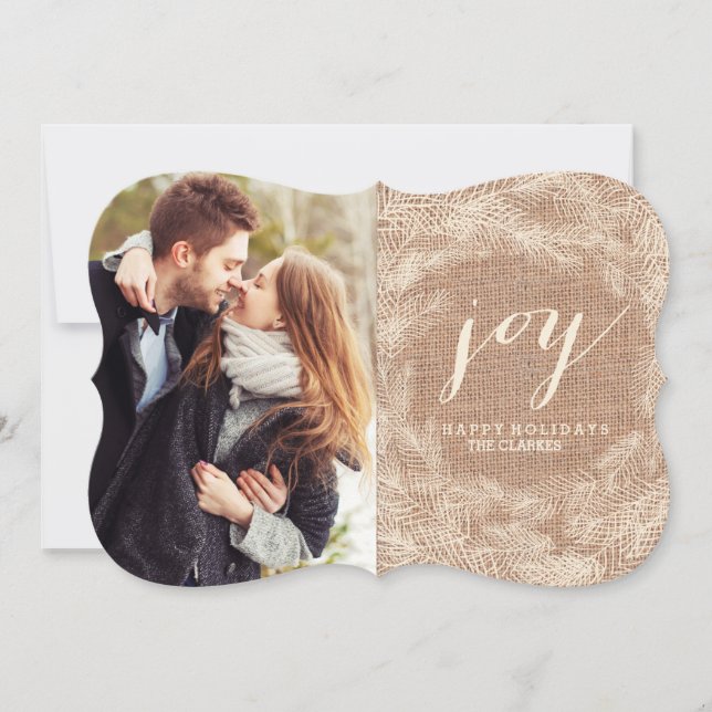 WINTER BURLAP | JOY | STYLISH HOLIDAY CARD (Front)