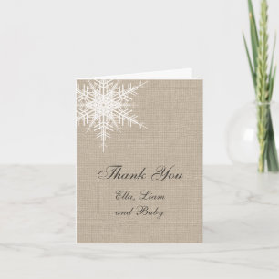 Winter Burlap Thank You Card