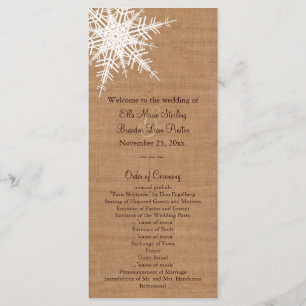 Winter Burlap Wedding Program Programme