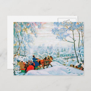 "Winter" by Boris Kustodiev, Fine Art Postcards