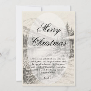 Winter Cabin Blank Christmas Card with Bible Verse