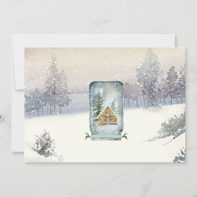 Winter Cabin Christmas Holiday Card (Front)