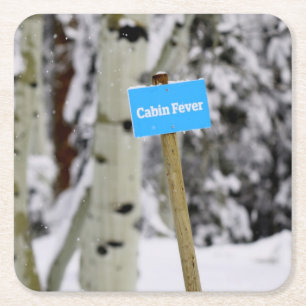 Winter Cabin Fever Holiday Season Snow Square Paper Coaster