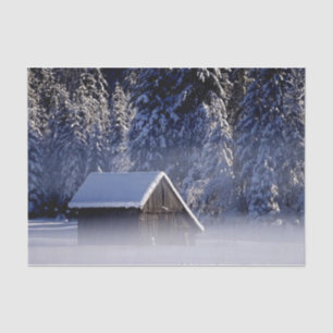Winter Cabin in a Fog Wonderland Tissue Paper