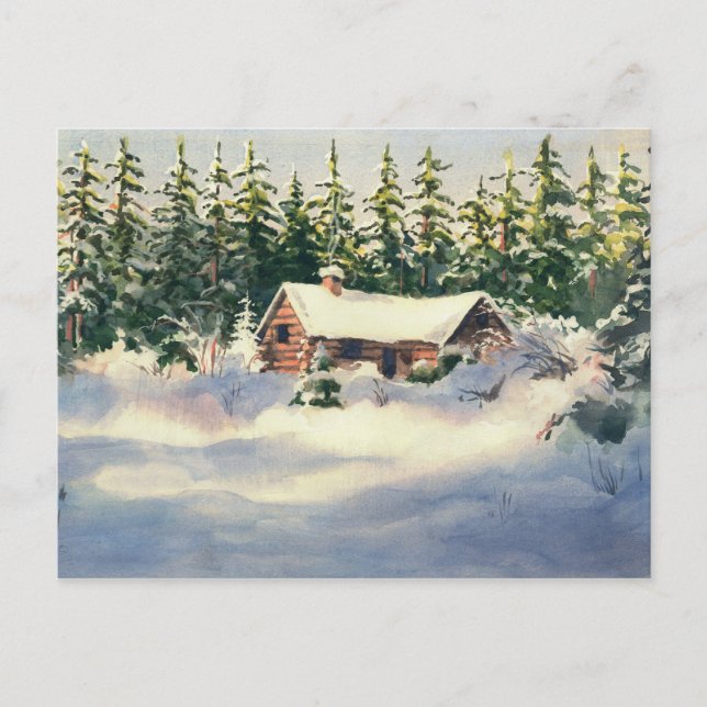 WINTER CABIN in SNOW by SHARON SHARPE Postcard (Front)