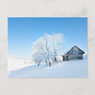 Winter Cabin Landscape Postcard