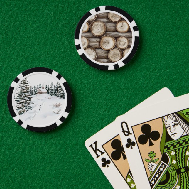 Winter Cabin Logs Christmas Poker Chips (Poker Table (Double))
