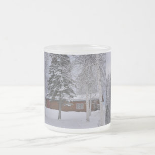 Winter Cabin Park Snowfall Arctic Art Tree Branch Frosted Glass Coffee Mug