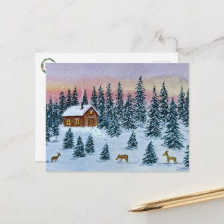 Winter Cabin Postcard