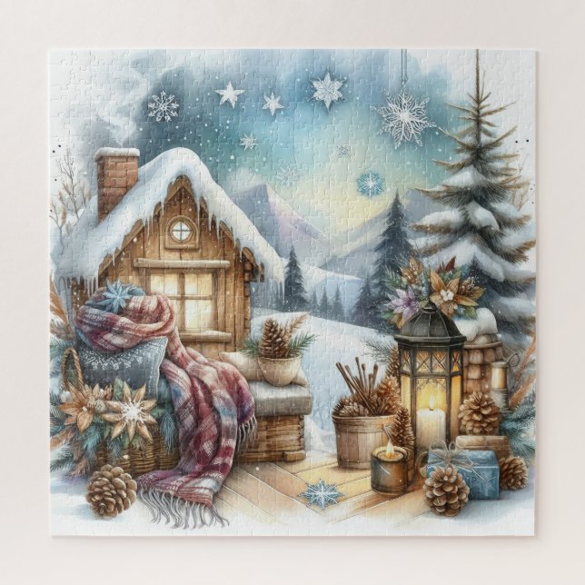 Winter Cabin Puzzle (Vertical)
