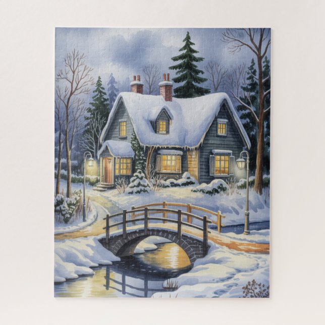 Winter Cabin Puzzle (Vertical)