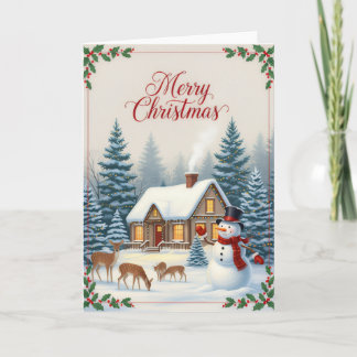 Winter Cabin Serenity Merry Christmas Card