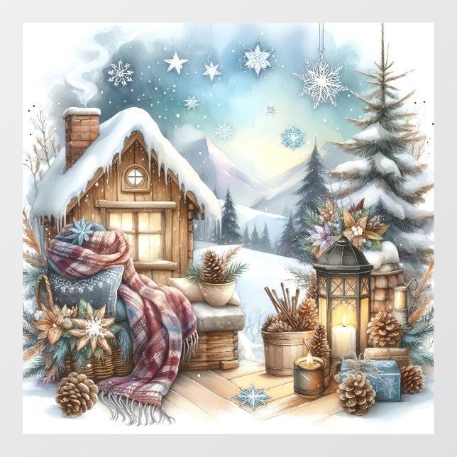 Winter Cabin Window Cling (Sheet)