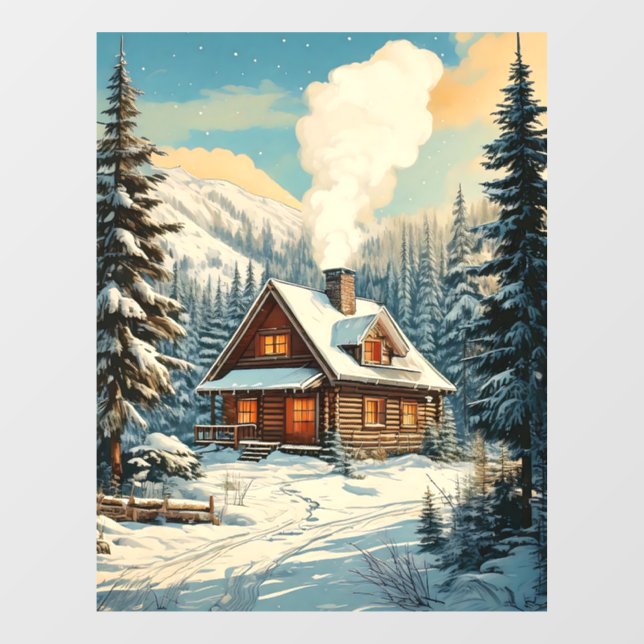 Winter Cabin Window Cling (Sheet)