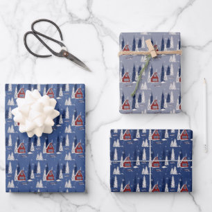 Winter Cabin Wrapping Paper Set of 3 Sheets