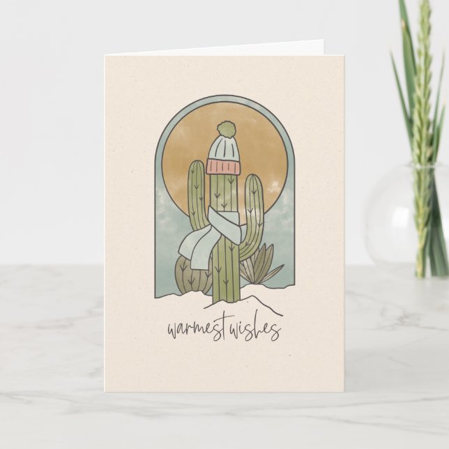 Winter Cactus Holiday Greeting Card (Front)