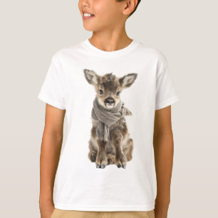 Winter Calf in Cosy Scarf Kids T-Shirt
