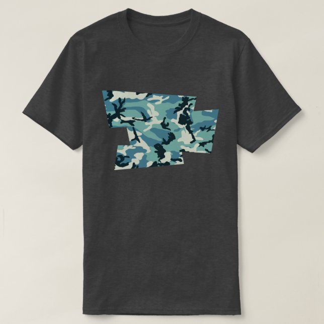 Winter Camo Pattern Blown Pixel T-Shirt (Design Front)