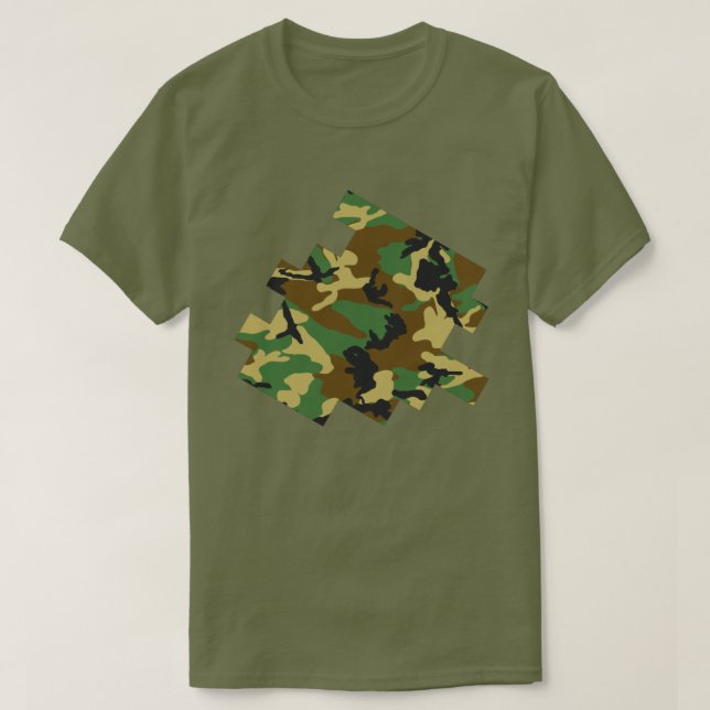 Winter Camo Pattern Digital Sketch T-Shirt (Design Front)
