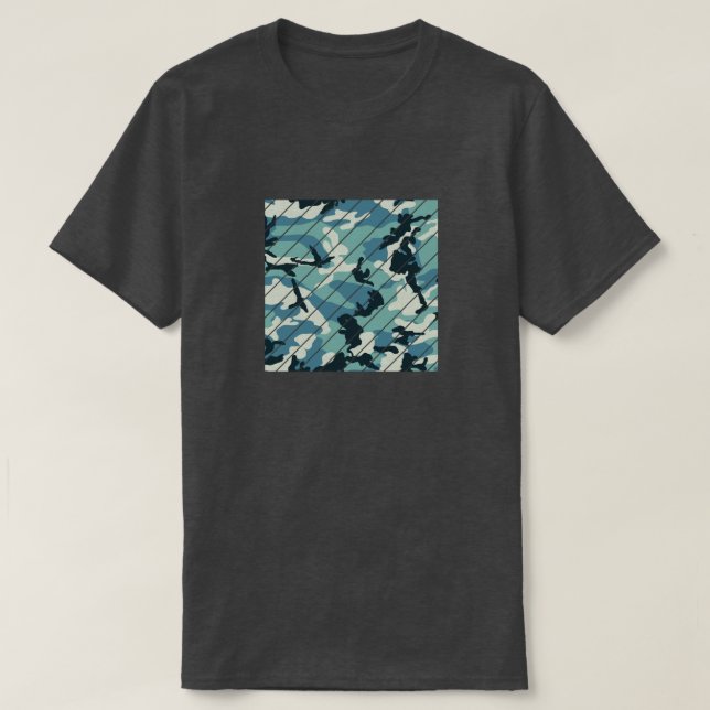 Winter Camo Pattern Square Sliced T-Shirt (Design Front)