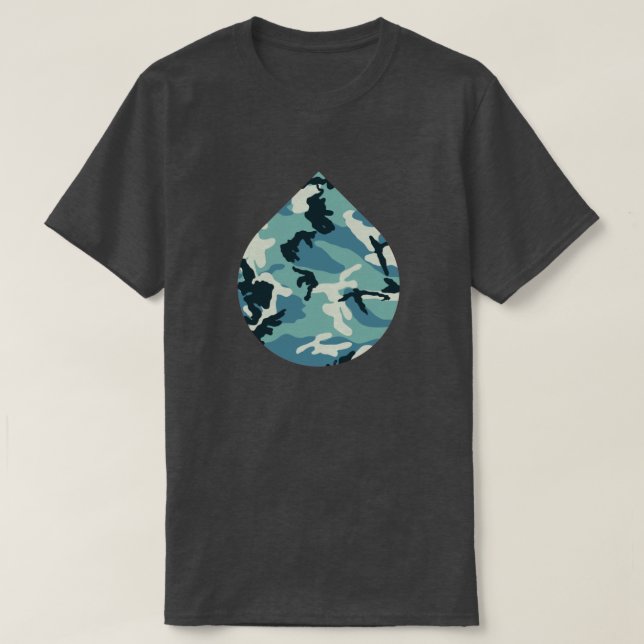 Winter Camo Pattern Teardrop T-Shirt (Design Front)