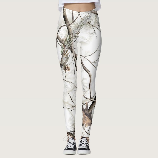 Winter Camouflage Tree Leave Leggings (Front)
