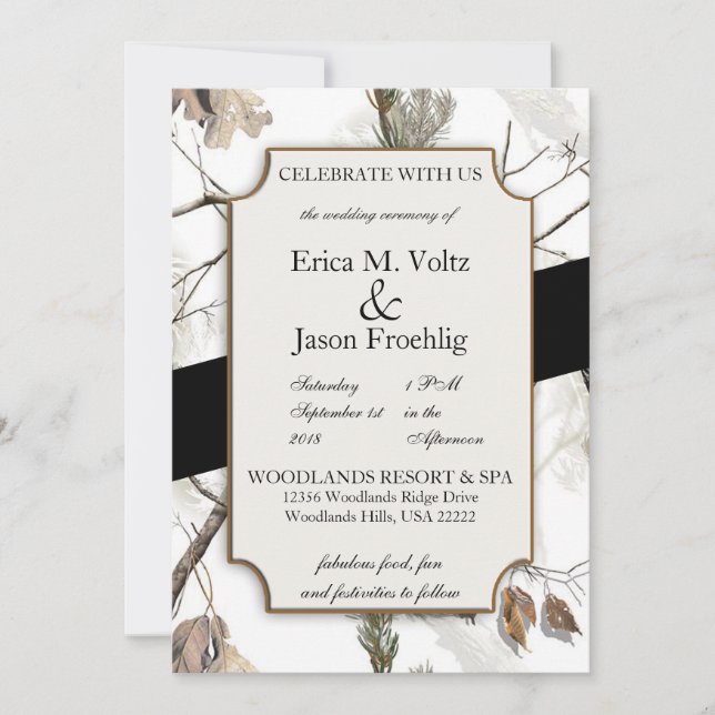 Winter Camouflage Wedding Invitation (Front)
