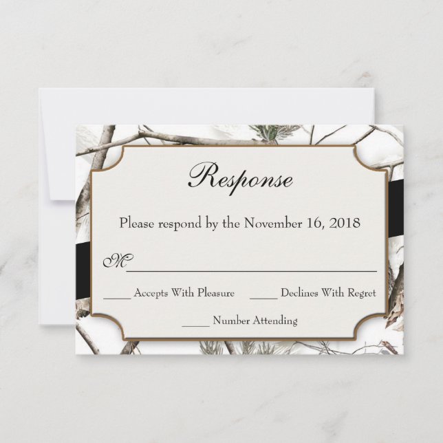 Winter Camouflage Wedding RSVP Cards (Front)