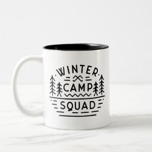 Winter camp camping trip mountains retro aesthetic Two-Tone coffee mug