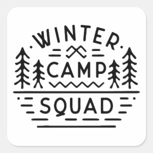 Winter camp squad crew matching square sticker